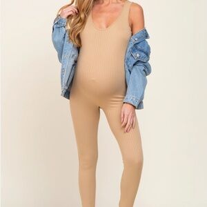 CAPELLA Maternity Ribbed Scoop Neck Bodycon Jumpsuit